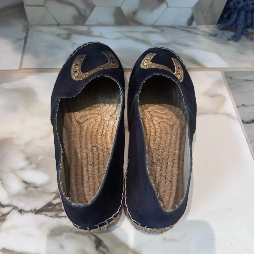 Cervera Women's Navy Blue Suede Lucky Horseshoe Espadrilles Size‎ 10 Casual